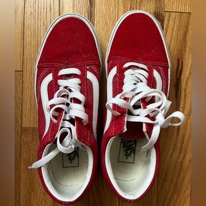 Worn once red vans old skool sneakers